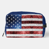 USA vlag rood wit blauw sparkles Custom naam Toilettasje (Achterkant)