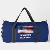 USA vlag rood wit blauw sparkles Custom team naam Plunjezak (Voorkant)