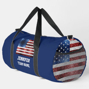 USA vlag rood wit blauw sparkles Custom team naam Plunjezak