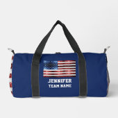 USA vlag rood wit blauw sparkles Custom team naam Plunjezak (Voorkant)