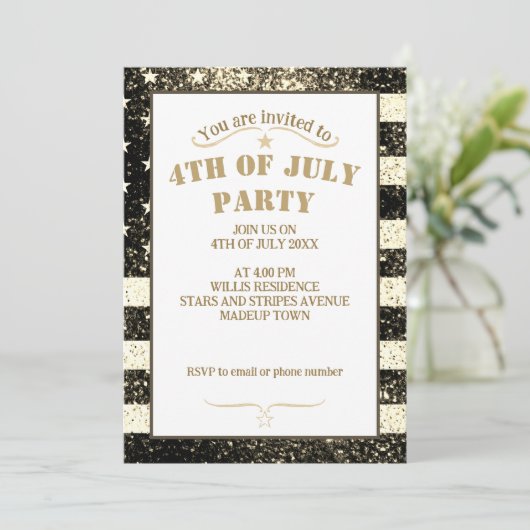 USA vlag Rustiek goud sepia Sparkles 4th juli fees Kaart (Staand voorkant)