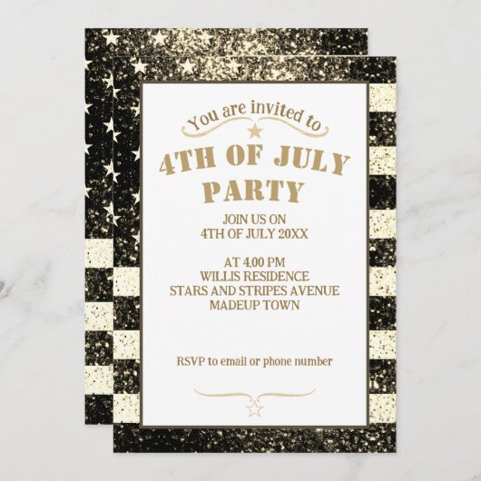 USA vlag Rustiek goud sepia Sparkles 4th juli fees Kaart (Voorkant / Achterkant)