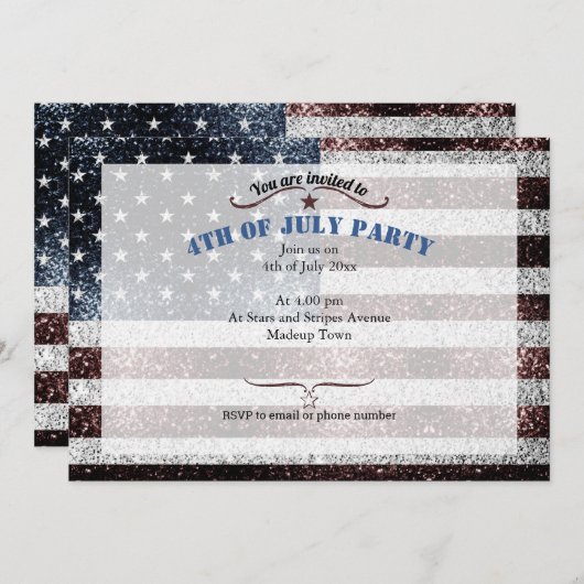 USA vlag rustiek rood wit blauw sparkles 4 juli Kaart (Voorkant / Achterkant)
