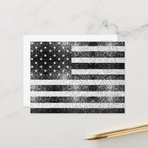 USA vlag Rustiek Zwart Wit Grijs Sparkles 4 juli Briefkaart