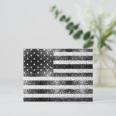 USA vlag Rustiek Zwart Wit Grijs Sparkles 4 juli Briefkaart (Staand voorkant)
