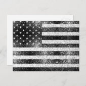 USA vlag Rustiek Zwart Wit Grijs Sparkles 4 juli Briefkaart (Voorkant / Achterkant)