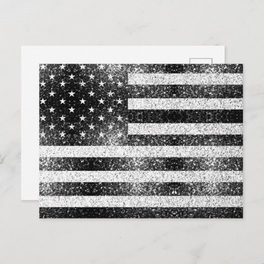USA vlag Rustiek Zwart Wit Grijs Sparkles 4 juli Briefkaart (Voorkant / Achterkant)