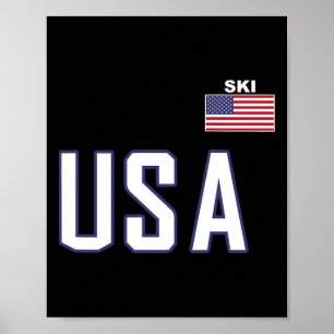 Usa Vlag Skiteam Cool Ski-uitrusting Voor Skiloper Poster