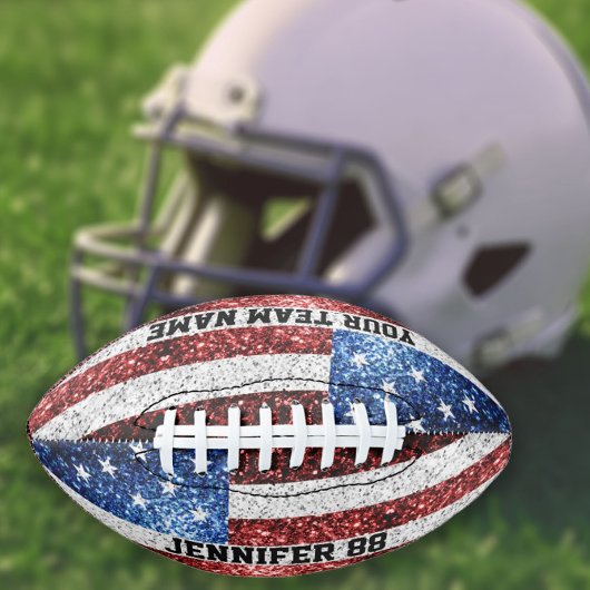 USA vlag sprankelt bling Aangepaste naam en uw tea American Football