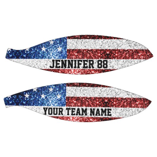 USA vlag sprankelt bling Aangepaste naam en uw tea Basketbal (Panelen)