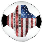 USA vlag sprankelt bling Aangepaste naam en uw tea Voetbal (Gedraaid)