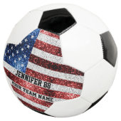 USA vlag sprankelt bling Aangepaste naam en uw tea Voetbal (Drie kwart)