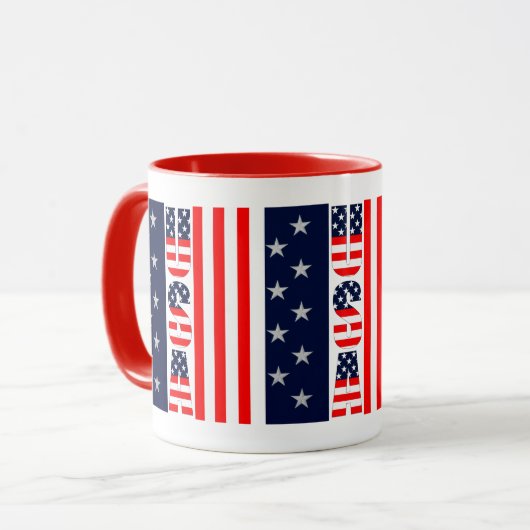 USA Vlag Sterren & Stripes Custom Two-Tone Mok (Voorkant links)