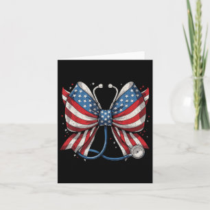 USA Vlag Stethoscoop Coquette Bow RN Nurse 4e van Kaart