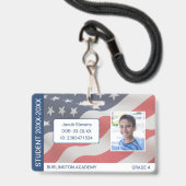 USA Vlag Student ID Homeschool of Privé School Badge (Voorzijde met lanyard)