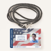 USA Vlag Student ID Homeschool of Privé School Badge (Voorkant met draagriem)