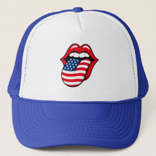 USA Vlag Tongue Hoed – Grappige WK 2026 Fan Cap Trucker Pet