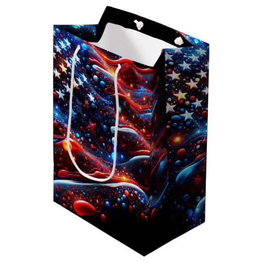 USA Vlag Verf Splatter Abstract Medium Cadeauzakje (Voorkant Gekanteld)
