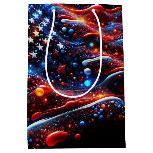 USA Vlag Verf Splatter Abstract Medium Cadeauzakje (Voorkant)