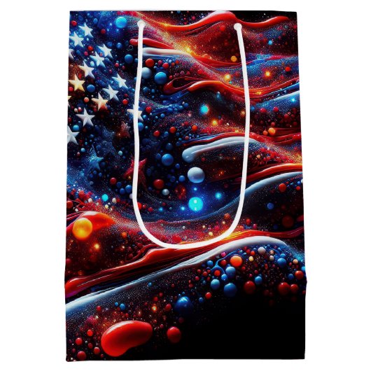 USA Vlag Verf Splatter Abstract Medium Cadeauzakje (Achterkant)