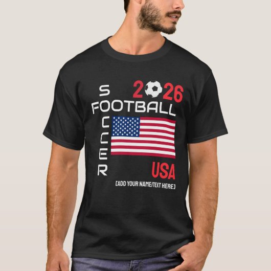 USA VLAG Voetbal Custom 2026 ELK JAAR T-shirt (Voorkant)