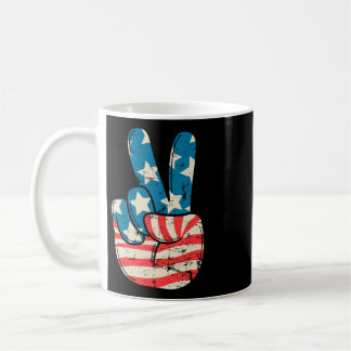 Usa Vlag Vredesteken Hand 4e Juli Patriottische Ma Koffiemok