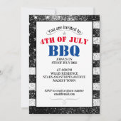 USA vlag Zwart Wit sprankelt 4th Juli BBQ feest Kaart (Voorkant)
