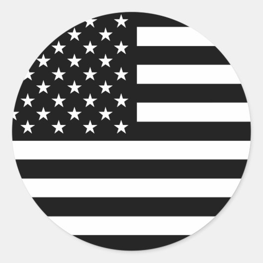 USA Vlag - Zwart-wit stencil Ronde Sticker (Voorkant)