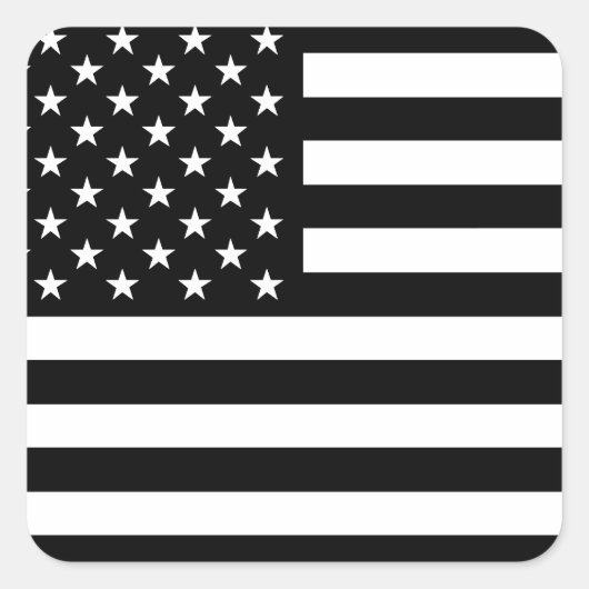 USA Vlag - Zwart-wit stencil Vierkante Sticker (Voorkant)
