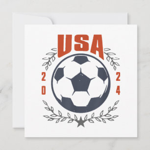 USA Voetbal Bal 2024 Sterren & Laurierkrans Vintag Kaart