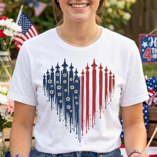 USA Voetbal Hart Patriottisch Drip Vlag Gevechtsvl T-shirt