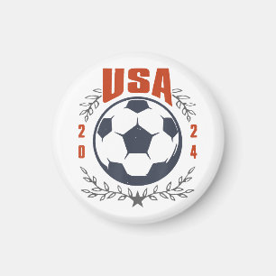 USA Voetbalbal 2024 Sterren & Laurierkrans Vintage Magneet