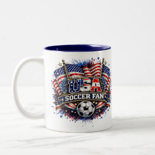 USA VOETBALFAN Amerikaans Tweekleurige Koffiemok
