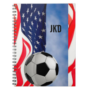 USA Voetbalnotitieboek met uw monogram Notitieboek