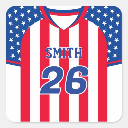 USA Voetbalshirt Aangepaste Naam Nummer Sticker (Voorkant)