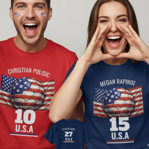 USA Voetbalsterren en Strepen Patriottische Grafis T-shirt