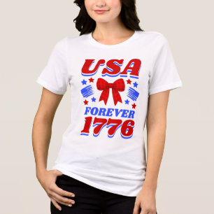 USA Voor altijd 1776 Rode Gingham Strik Tri-Blend Shirt
