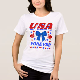 USA Voor altijd Blauwe Gingham Strik Tri-Blend Shirt