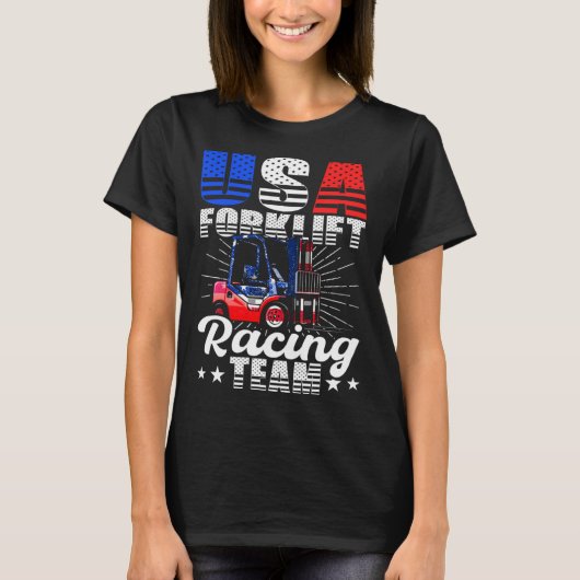 USA vorkheftruck operator racing team magazijn wer T-shirt (Voorkant)