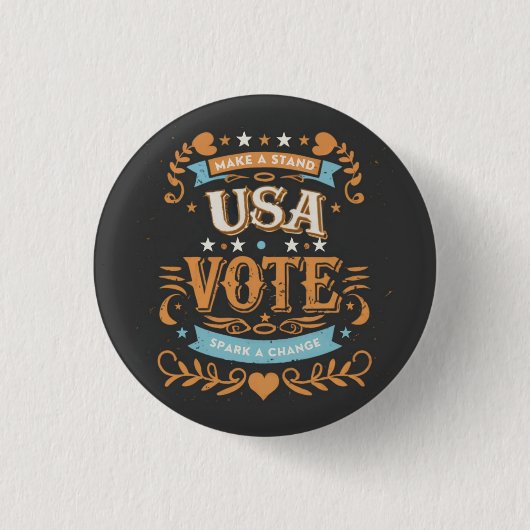  USA Vote Design Ronde Button 3,2 Cm (Voorkant)