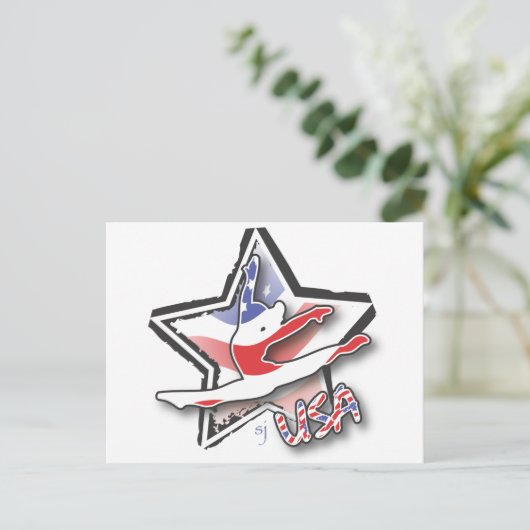 USA Vrouwengymnastiek Briefkaart (Staand voorkant)