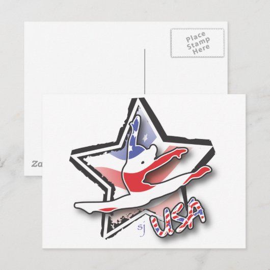 USA Vrouwengymnastiek Briefkaart (Voorkant / Achterkant)