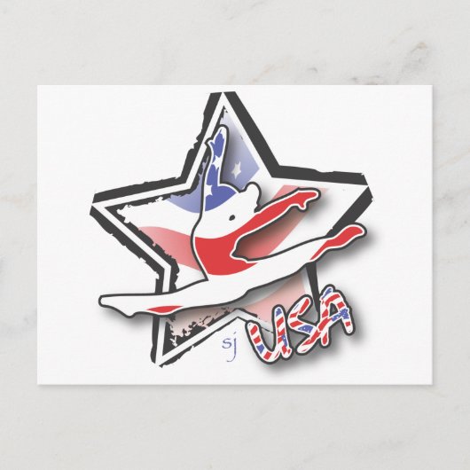 USA Vrouwengymnastiek Briefkaart (Voorkant)