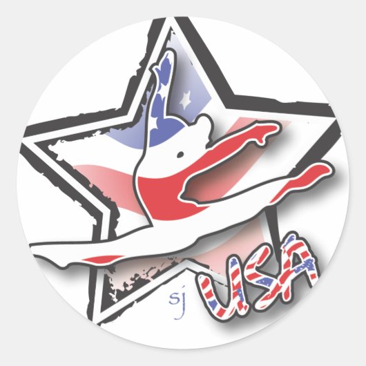 USA Vrouwengymnastiek Ronde Sticker (Voorkant)