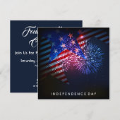 USA Vuurwerk & Vlag 4 juli Feestuitnodigingen Kaart (Voorkant / Achterkant)