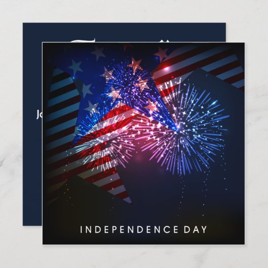 USA Vuurwerk & Vlag 4 juli Feestuitnodigingen Kaart (Voorkant / Achterkant)