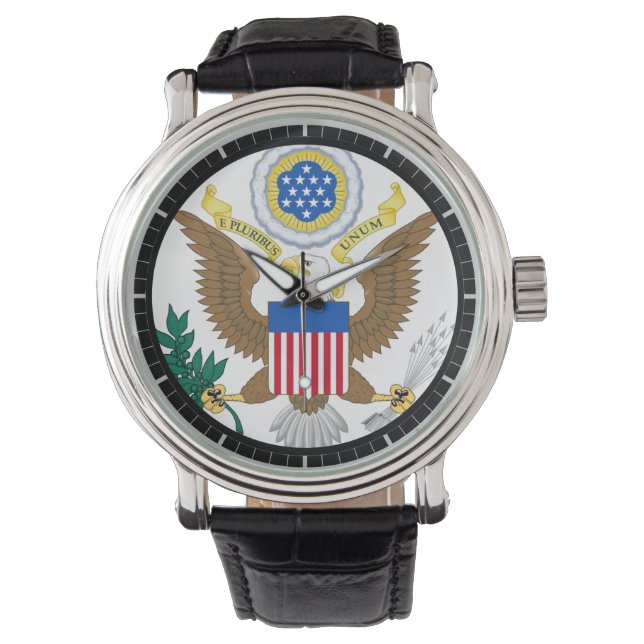 USA Wapenschild Symbool op een Horloge (Voorkant)