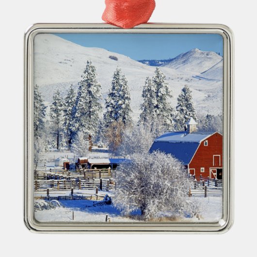 USA, Washington, Methow Valley, Barns in Metalen Ornament (Voorkant)