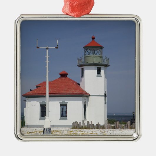 USA, Washington, Seattle, Alki Point Lighthouse, 2 Metalen Ornament (Voorkant)
