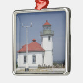 USA, Washington, Seattle, Alki Point Lighthouse, 2 Metalen Ornament (Links)